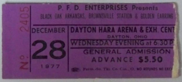 Aerosmith show ticket with Golden Earring show ticket December 22, 1977 Largo - Capital Center